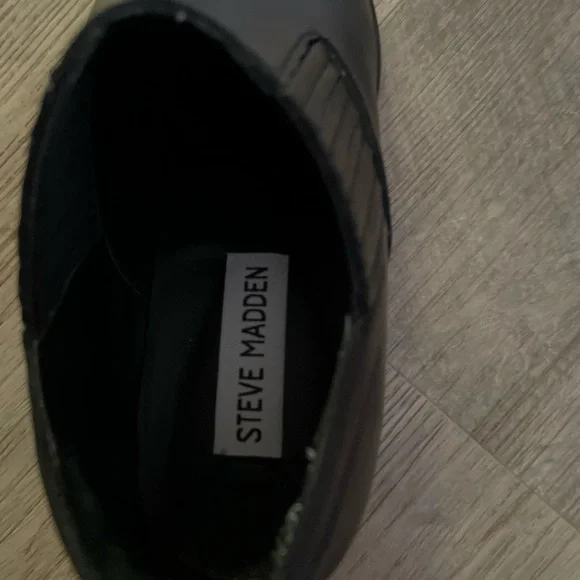 Steve Madden cowboy black leather unique heel leather boots  size 6 - Picture 12 of 13